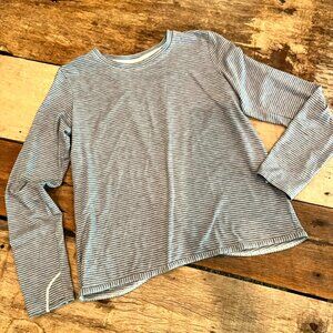 Athleta Girl Gray Stripe Long Sleeve Top M 8/10